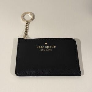 Kate Spade Black Card Holder with Gold Keychain